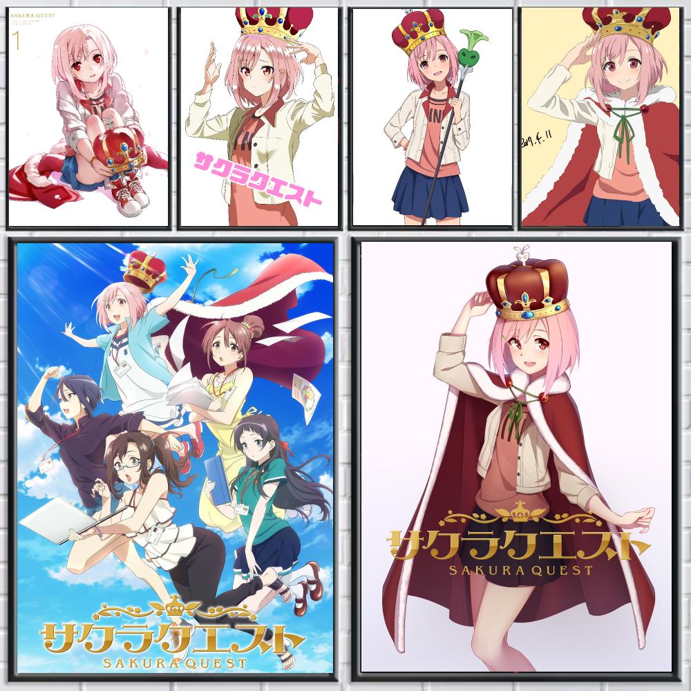 Office Quest - Anime S-Sakura Quest-T Poster, Çıkartılabilir ve